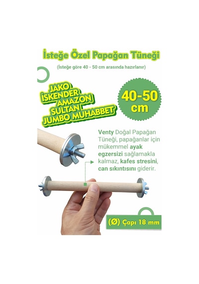 Vixpet Papağan Tüneği 40-50 CM Çapı 18 MM İsteğe Özel Jako Sultan Monk Muhabbet Senegal