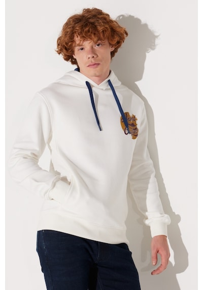Lee Regular Fit Normal Kesim Kırık Beyaz Erkek Kapüşonlu Sweatshirt L232273102 Beyaz