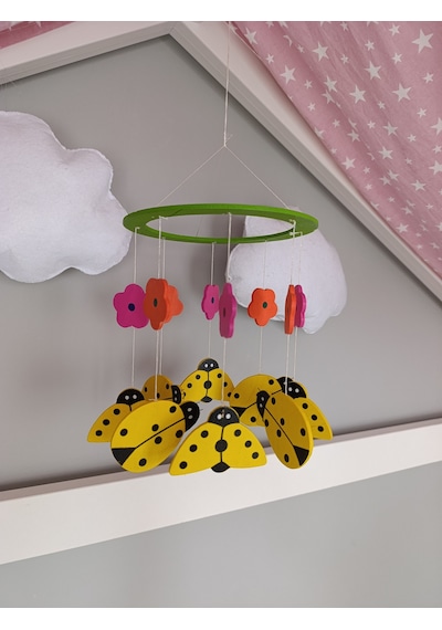 Bebek Beşik Süsü Dönence Organik Dekorasyon Montessori-mdl-2006 Sarı