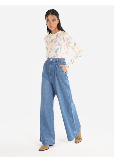 Colin's Colins 995 Sares Normal Kesim Yüksek Bel Beggy Wide Leg Jean Pantolon 001