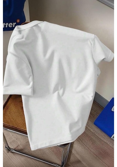 Yorgun Kedi İllüstrasyonlu Unisex Tasarım Tişört Beyaz
