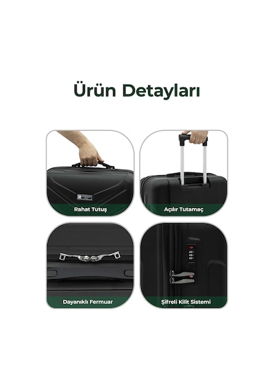Petra Lüx 2'li Abs Valiz Seti Valiz Seti Büyük & Küçük - Mavi