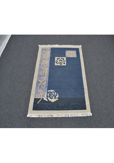 Zehra Abla Halı Yeni El Dokuma Nadir Modern Güllü Çiçekli Yün Kilim 7040 Çok Renkli