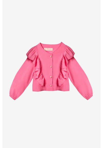 Le Mabelle Pembe Fırfır Detaylı Kız Çocuk Gömlek Etek Takım - Desire Pembe