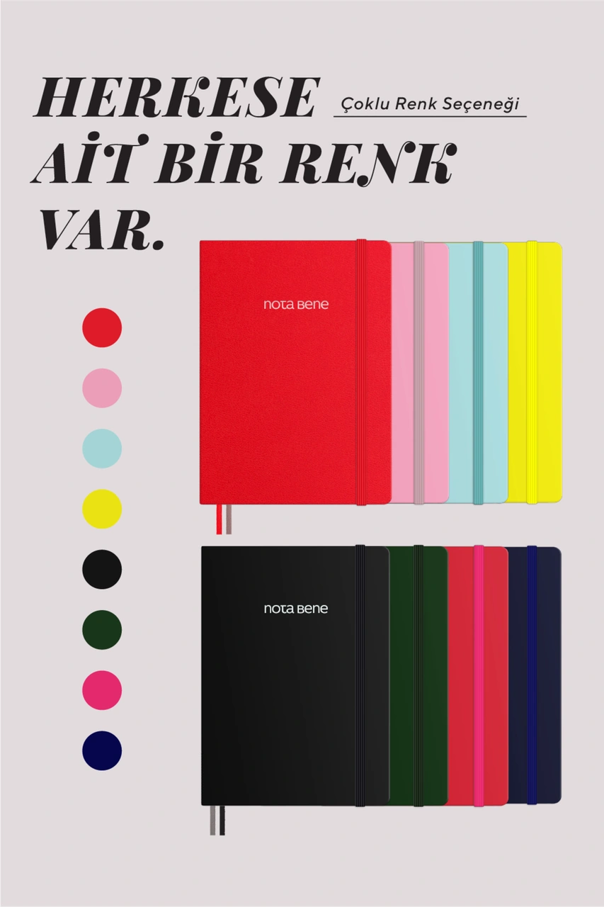 Nota Bene Classic Sert Kapak Defter, 13x21 Cm, Çizgili Pembe