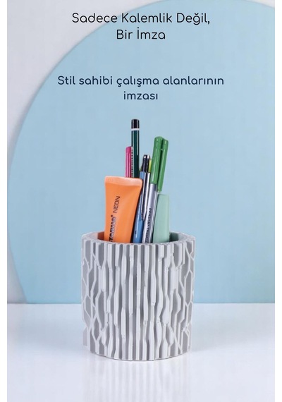 Kalemlik Masa Kalemliği Organizer Kalemlik Beyaz Renk Model 78 Çok Renkli