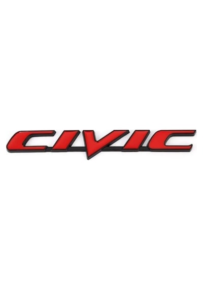 Honda Civic Uyumlu Krom Metal Bagaj Çamurluk Kırmızı-Siyah Logo
