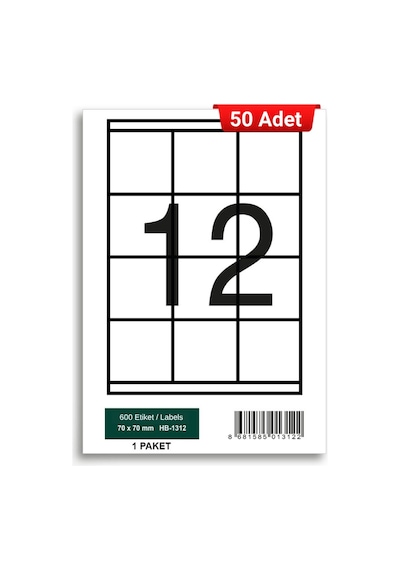 Herboy Hb-1312 70 X 70 Mm A4 Laser Etiket 50 Adet