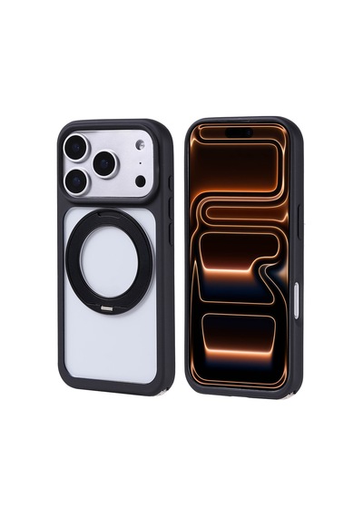 Zore İphone 17 Pro Max Kılıf M-safe Şarj Özellikli Standlı Nvth Piza Silikon Kapak - Siyah