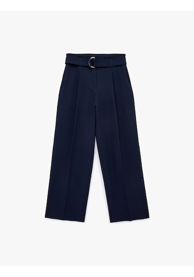 Koton Standart Bel Kemerli Geniş Paça Pantolon Lacivert 6sak40284pw
