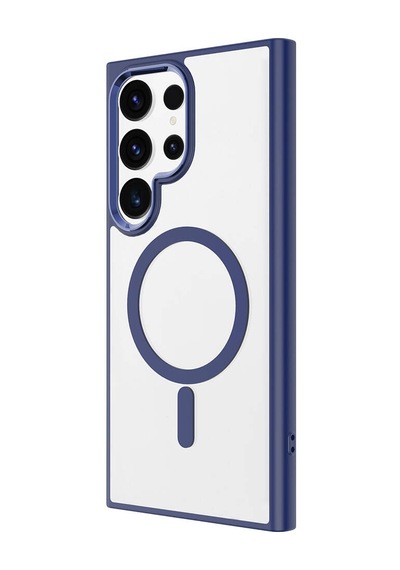 Zore Galaxy S24 Ultra Uyumlu Magsafe Şarj Özellikli Krom Magsafe Silikon Ogaa Kılıf-lacivert