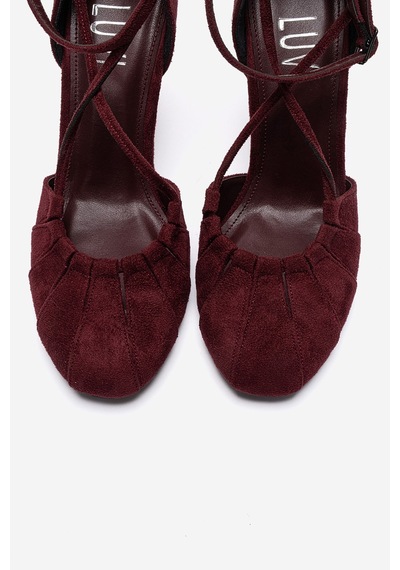Luvishoes Elıza Bordo Süet Kadın Topuklu Ayakkabı