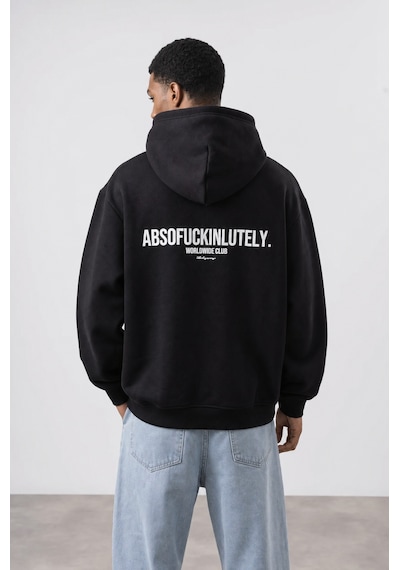 Respire Erkek Absofuckinlutely Baskılı Oversize Hoodie Siyah