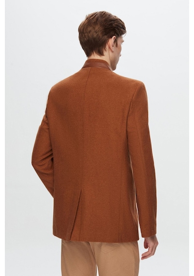 D's Damat Ds Damat Regular Fit Camel Dik Yaka Kaşe Kaban 1HCK78ORT5033 Camel