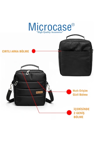 Microcase 4 Bölmeli Günlük Kullanım İçin Su Geçirmez Omuz Askılıklı El Çantası Al5498 Siyah