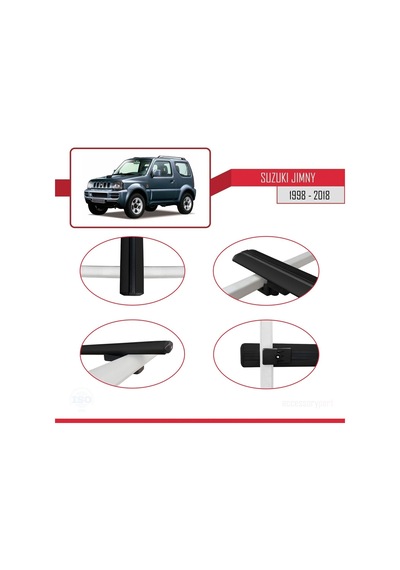 Suzuki Jimny 1998-2018 Arası İle Uyumlu Basic Model Ara Atkı Tavan Barı Siyah 3 Adet