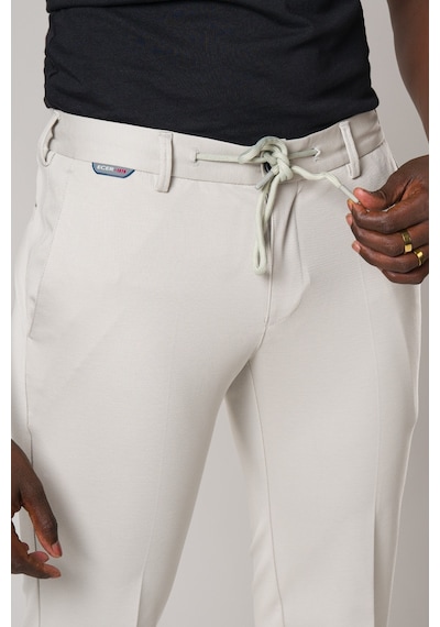 Ecer Slimfit Beli Lastikli Ve İplikli Dokulu Likralı Yazlık Jogger Pantolon gri
