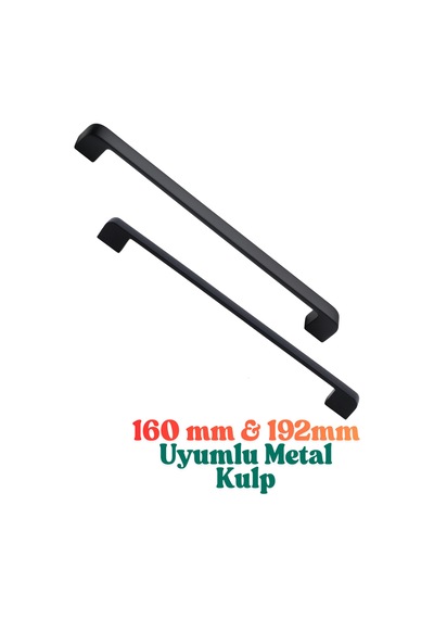 Radius Siyah Metal Mobilya Kulpu 160 Mm 16,0 Cm Uyumlu Modern Mutfak Dolabı Çekmece Kulbu 16,0 19,2 Siyah Siyah