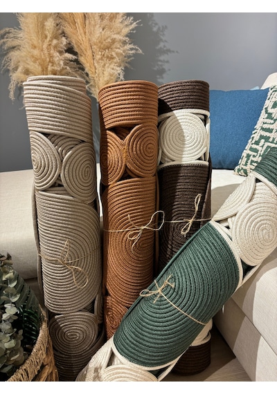 Mavaux Cookie Jüt Hasırlı El Örgüsü Kilim Natural