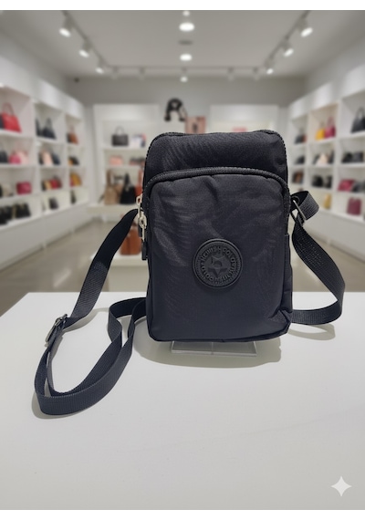 Newish Polo Kadın Krinkıl Ayarlanabilir Askılı Postacı Omuz Çantası Siyah