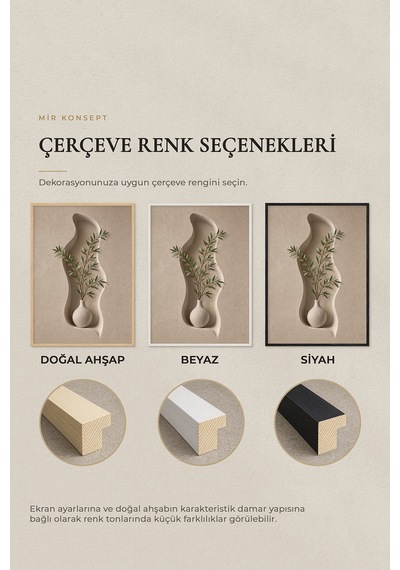 Ahşap Çerçeveli 3'lü Mdf Tablo Seti Uv Baskı Bej Organik Form Japandi Salon Duvar Dekoru Renk: Beyaz
