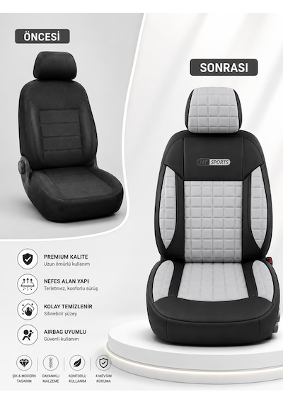 Fiat Punto Araçlara Uyumlu Arkalı Önlü Takım Dolgulu Oto Kılıfı - Piksel Seri