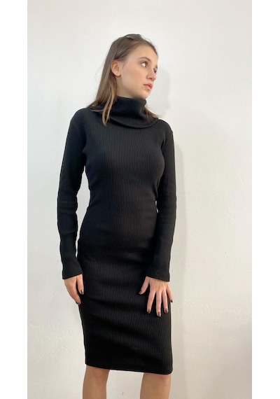Mois Atelier Siyah Örme Dar Elbise, Tasarım, Hediye, Büyük Beden