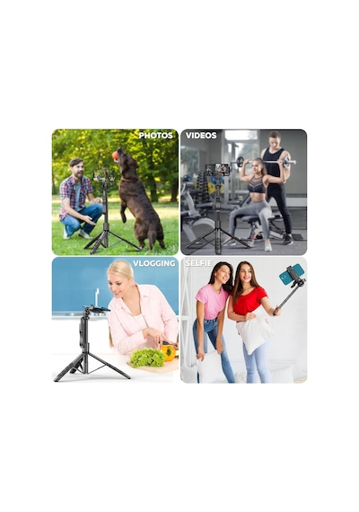 L16 Selfie Çubuğu Uzaktan Kumandalı 157 Cm Tripod Özçekim 360 Derece Alüminyum Masa Üstü Tripod 9M938ATDiğer