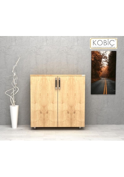 Kobiç Ofis Dosya Dolabı Kilitli Tam Kapak Suntalam Dolap 70x35x80 Cm Meşe Meşe