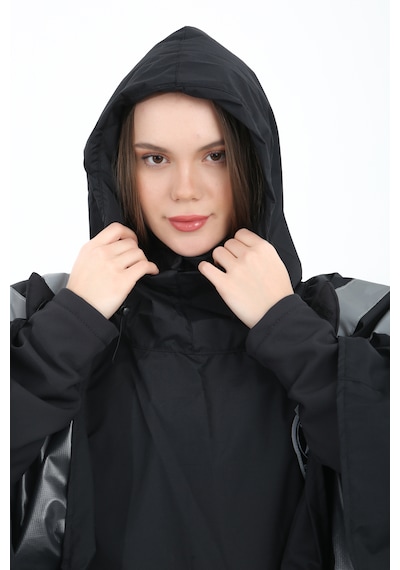 Özel Güvenlik Yağmurluğu Reflektörlü Su Geçirmez Panço Unisex Füme