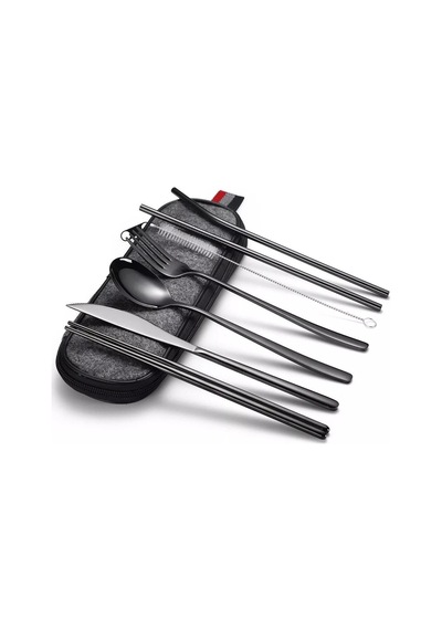 Valkyrie 8 Parça Çantalı Yolculuk Çatal Bıçak Kaşık Pipet Chopstick Seti Kamp Okul Ofis Tatil Paslanmaz Çelik Siyah Sku: Zeusstk3f5b2e4144 Abanoz