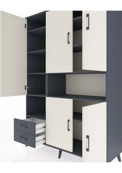 Hyperion Dolap 10 Raflı 2 Çekmeceli 5 Kapaklı 132x44x195 Antrasit-aytaşı/antrasit Aytası/antrasıt Hyperion Dolap 10 Raflı 2 Çekmeceli 5 Kapaklı 132x44x195 Antrasit-aytaşı/antrasit Aytası/antrasıt