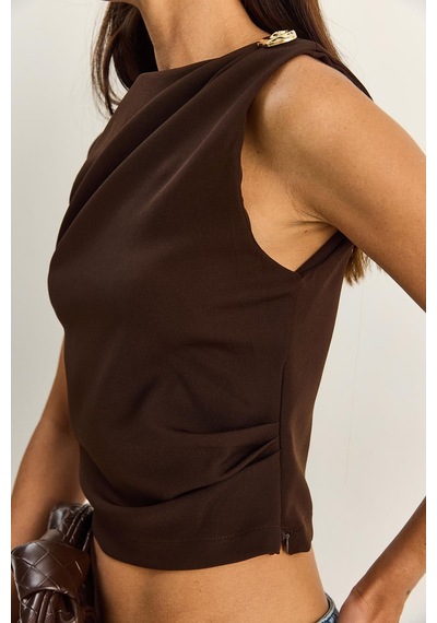 Shade Kadın Metal Aksesuarlı Drape Detaylı Gizli Fermuarlı Bluz 20206 60286133 - Acı Kahve Çok Renkli Shade Kadın Metal Aksesuarlı Drape Detaylı Gizli Fermuarlı Bluz 20206 60286133 - Acı Kahve Çok Renkli