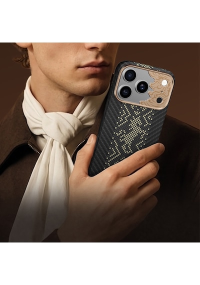 Apple iPhone Uyumlu 17 Pro Max Kılıf M-safe Şarj Özellikli Karbon Fiber Benks Knight Armorair Kevlar Kapak Siyah