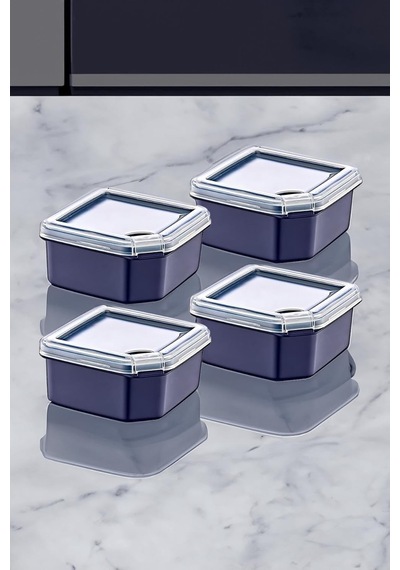 4&apos Lü Q-box Saklama Kabı Lacivert 350 Ml