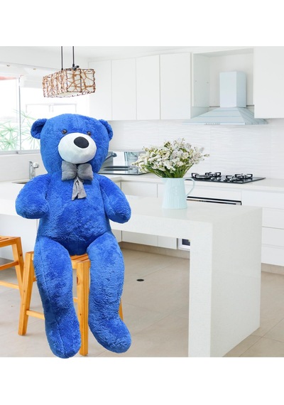 130 Cm Papyonlu Sevimli Peluş Ayı - Sevgiliye Özel Hediye Mavi