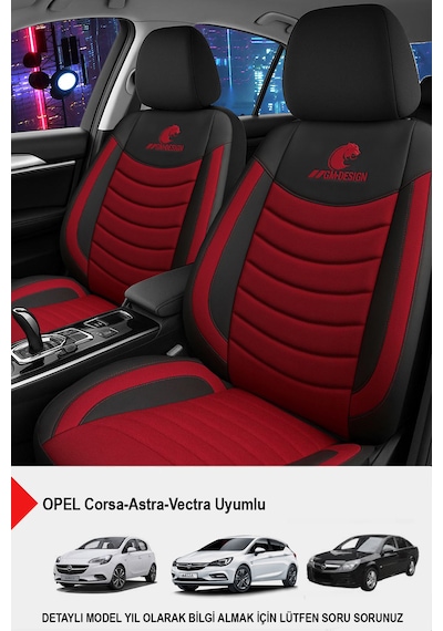 Panther Serisi Keten Kumaş Oto Koltuk Kılıfı Opel Corsa-astra-vectra Uyumlu Bordo
