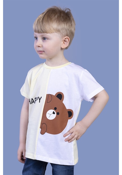 Toontoy Kids Toontoy Erkek Çocuk İki Renkli Ayıcık Baskılı Tişört Sarı