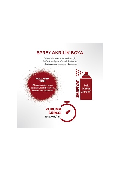 Polisan Sprey Boya 400 Ml.-Bayrak Kırmızı Ral 3020
