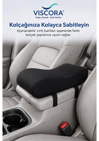 Oto Kolçak Yükseltme Pedi Visco Dolgulu, Nefes Alan Kumaşlı, Ayarlanabilir Kol Desteği