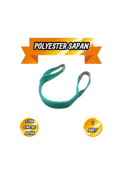 Sapan Polyester Spanzet 2 Ton 3 Metre Yeşil Renk Sağlam Yük Kaldırma İndirme Halat