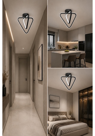 AvizeGO Urban Led Plafonyer Avize Beyaz Işık Siyah