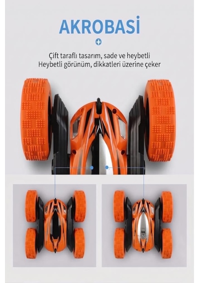 Uzaktan Kumandalı 5 Fonksiyonlu Işıklı Şarjlı 360 Derece Dönebilen Oyuncak Akrobat Araba Çok Renkli
