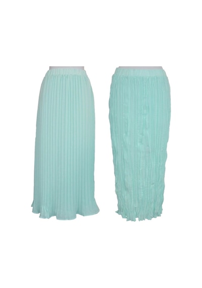 Bulalgiy Kadın Mint Yeşili Pileli Maxi Etek - Bga476959