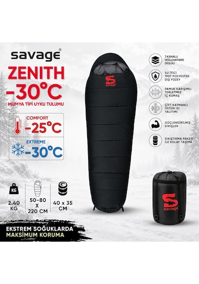 Kamp Uyku Tulumu - Zenith - Siyah - Extreme -30c - Savage Ys-530 Çok Renkli