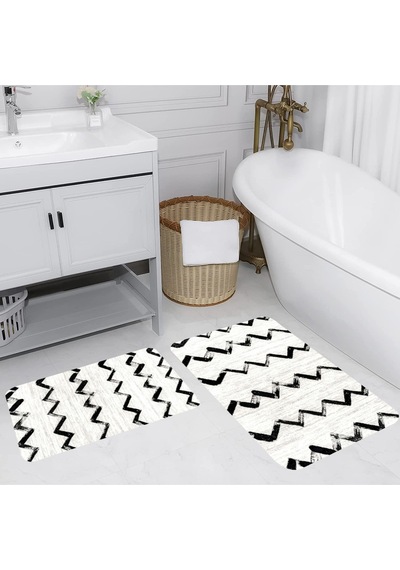 Rovigo Home Baskılı Kaymaz Taban 2 Li Banyo Paspas Takım Rvg5171-100X60-60X50 Çok Renkli
