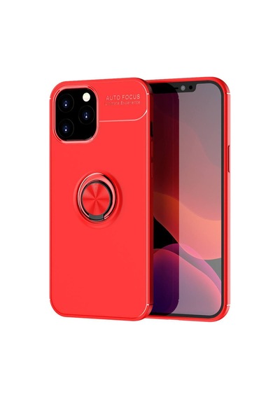 Apple Uyumlu - iPhone 12 Pro Max Kılıf Range Yüzüklü Silikon - Kırmızı