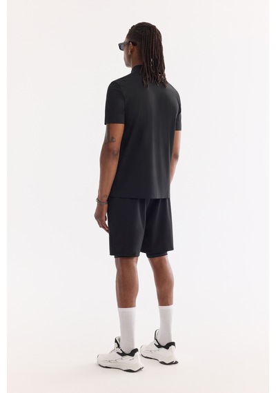 Avva Erkek Siyah Polo Yaka Fermuarlı Hızlı Kuruyan Kırışmaz Teknik Kumaş Regular Fit T-shirt A61y1124