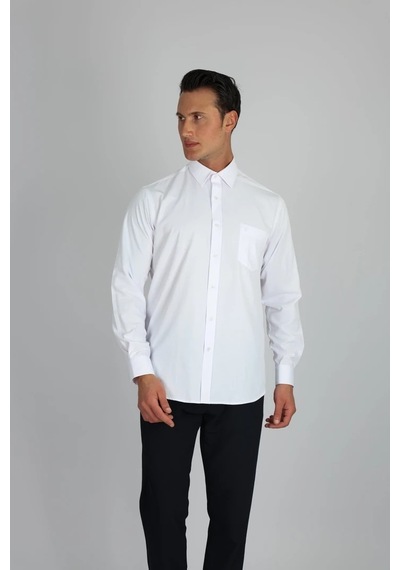 Lorenzo Mazzoli Soft Saten R 900 Beyaz Erkek Gömlek Beyaz
