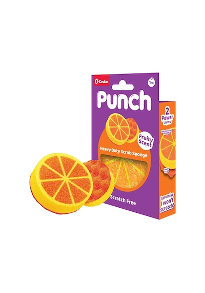Vileda Punch Portakal Kokulu Çizmez Sünger, Çok Yönlü, Mutfak, Banyo, Dış Mekan Kullanımına Uygun